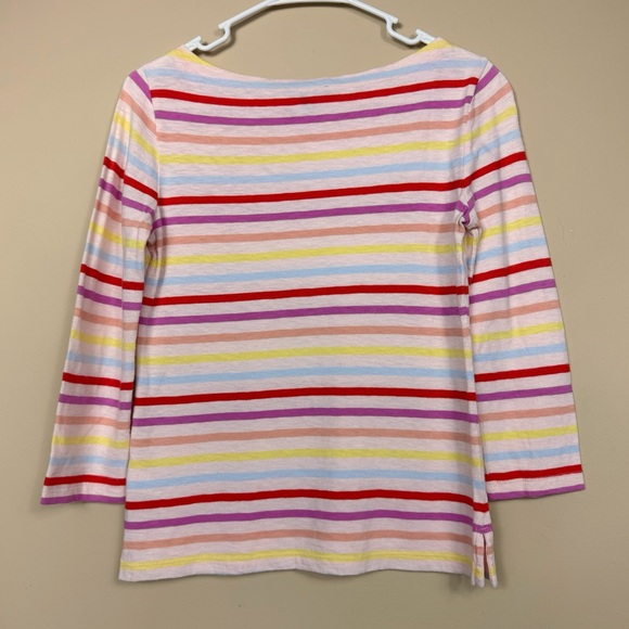 J. Crew Striped Boat Neck 3/4 Sleeve Top in Pink/Multicolor Size XXS - Picture 7 of 11